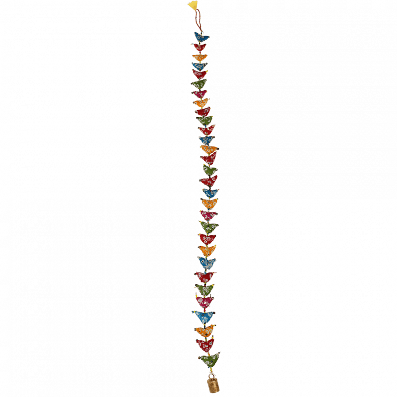 Rex London Recycled Cloth Hanging Decoration (1m) - 30 Birds & Bell (assorted Colours)