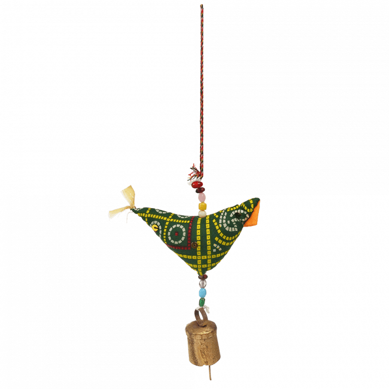 Rex London Recycled Cloth Hanging Decoration - Bird With Bell (assorted Colours)