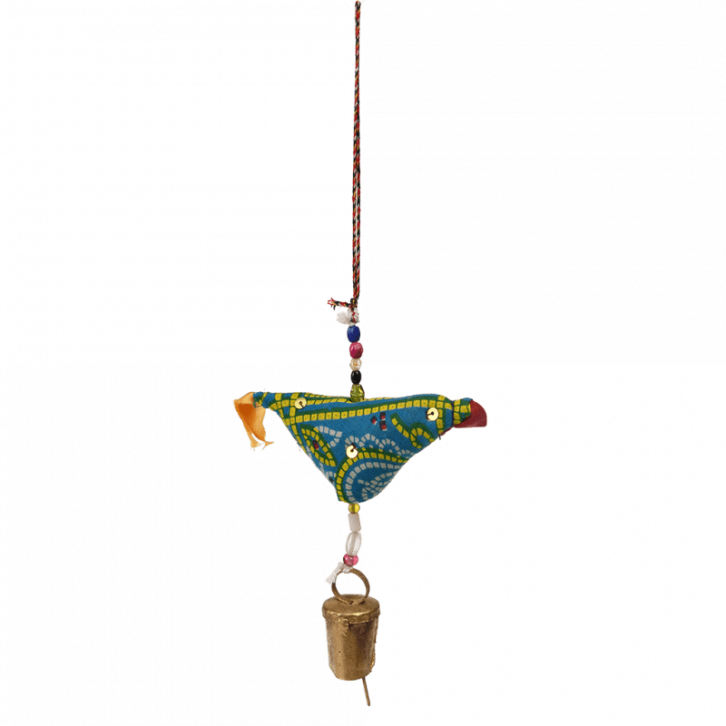Rex London Recycled Cloth Hanging Decoration - Bird With Bell (assorted Colours)