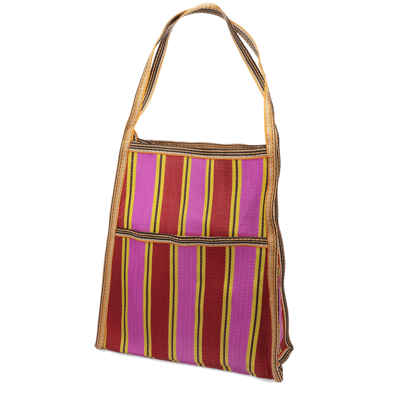 Rex London Recycled Woven Bag With Side Pocket - Yellow Pink Red