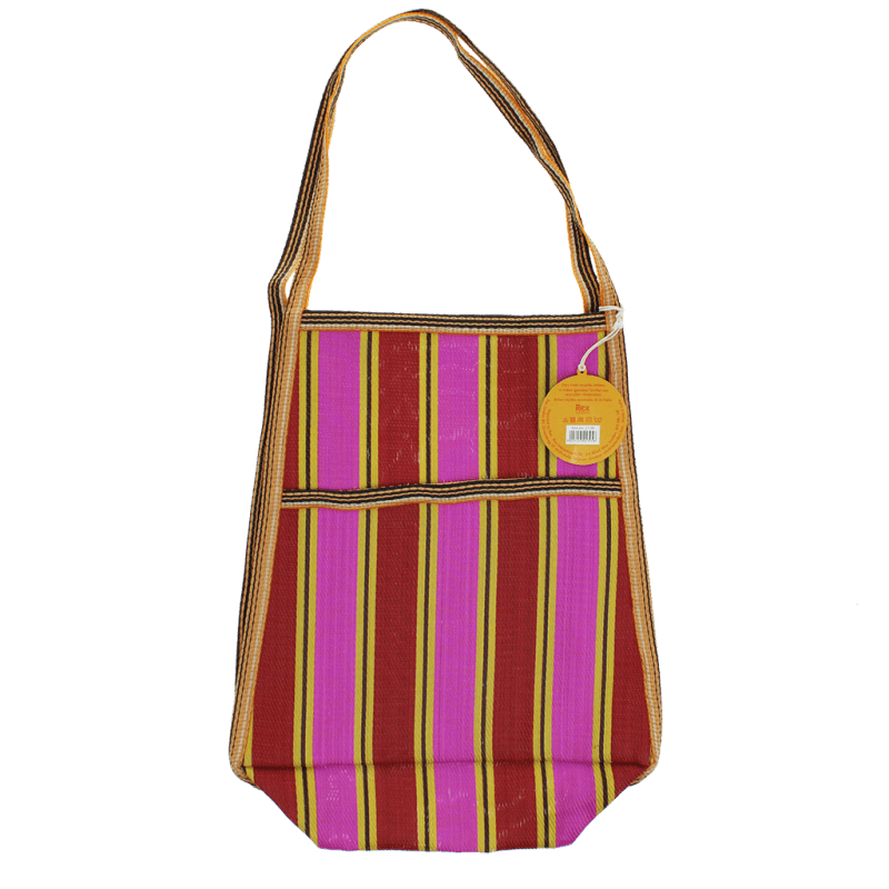 Rex London Recycled Woven Bag With Side Pocket - Yellow Pink Red