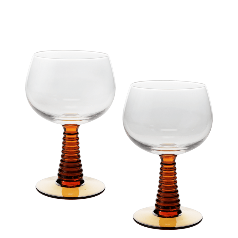 Rex London Retro Roemer Glasses 350ml (set Of 2) - Amber