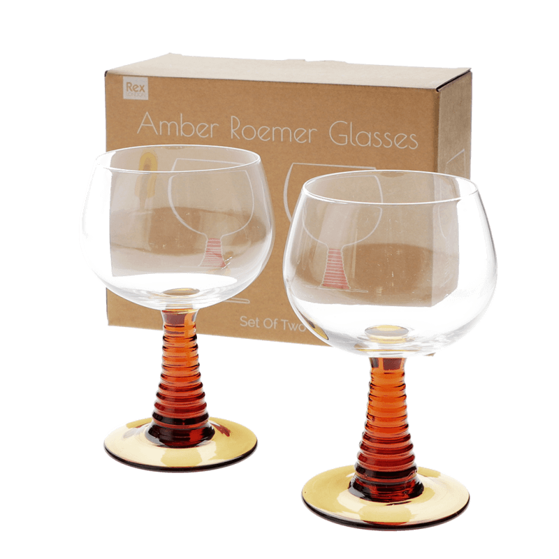 Rex London Retro Roemer Glasses 350ml (set Of 2) - Amber