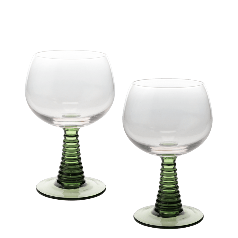 Rex London Retro Roemer Glasses 350ml (set Of 2) - Green