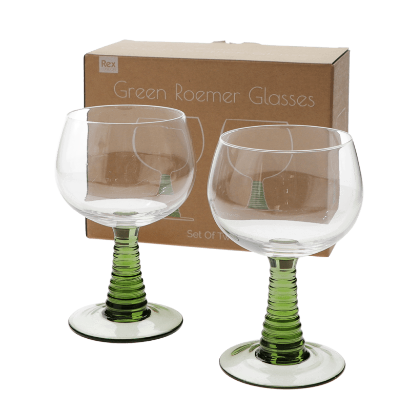 Rex London Retro Roemer Glasses 350ml (set Of 2) - Green