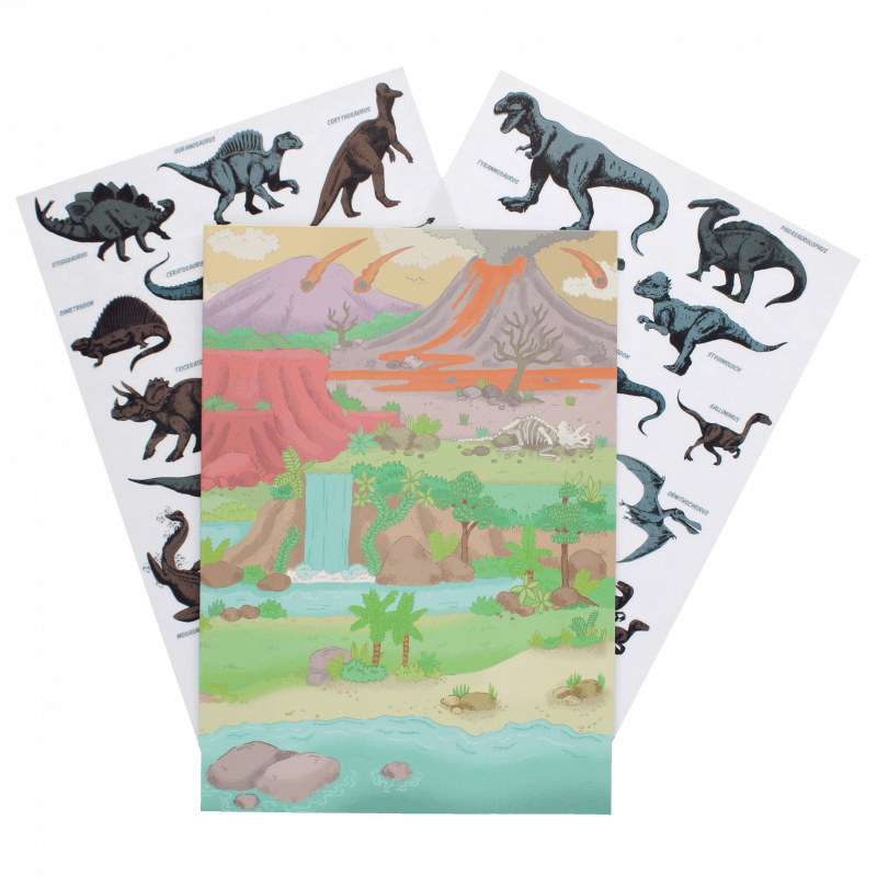 Rex London Reusable Stickers And Scenes - Prehistoric Land Dinosaur