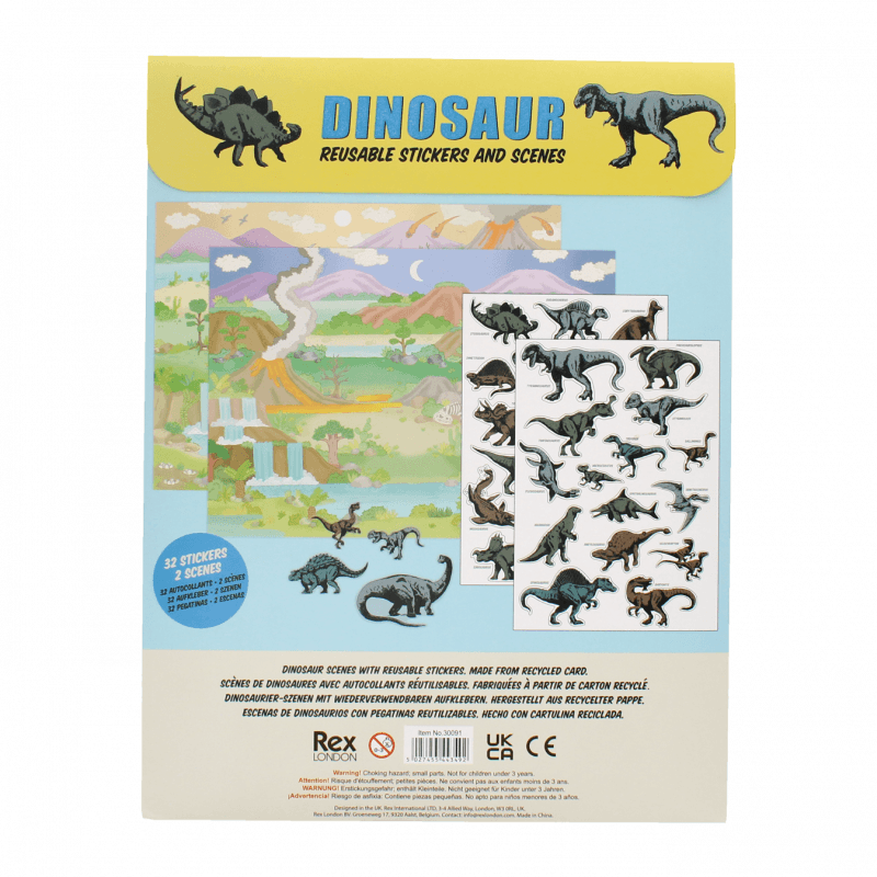 Rex London Reusable Stickers And Scenes - Prehistoric Land Dinosaur