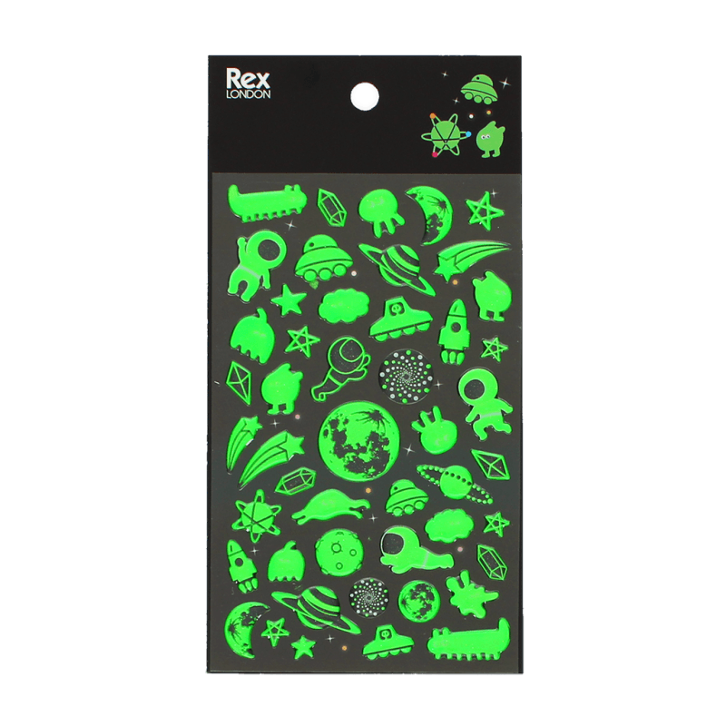 Rex London 3D Stickers - Space (glow In The Dark)