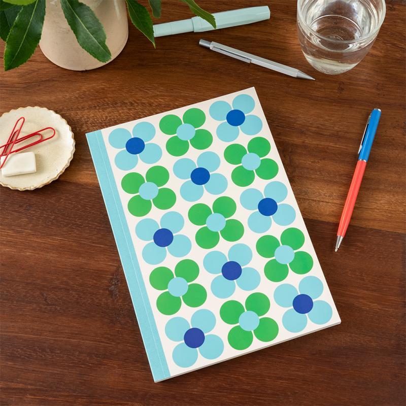 rex london A5 notebook - Blue and green Daisy