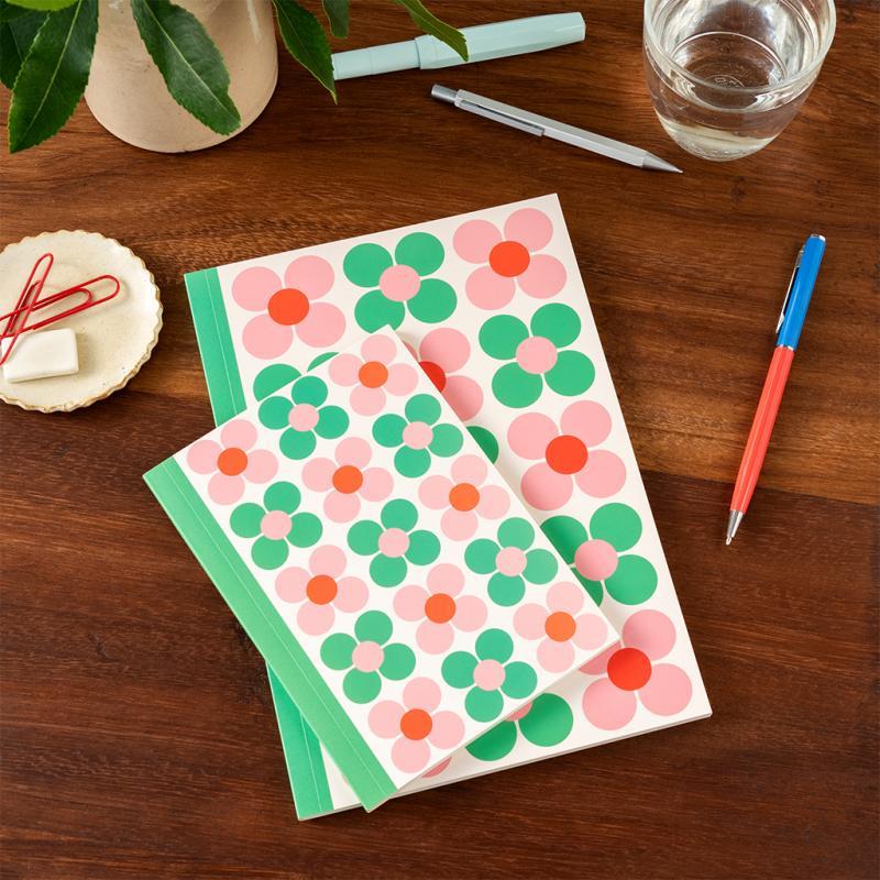 Rex London A5 Notebook - Pink And Green Daisy