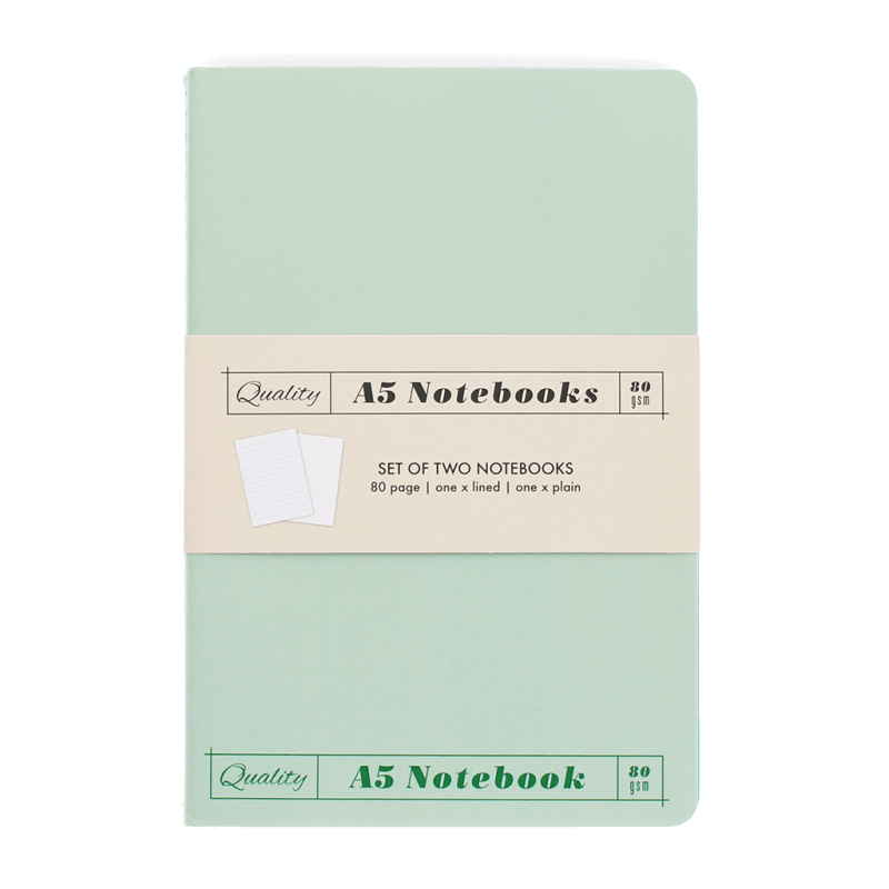 Rex London A5 Notebooks (set Of 2) - Green & Aqua
