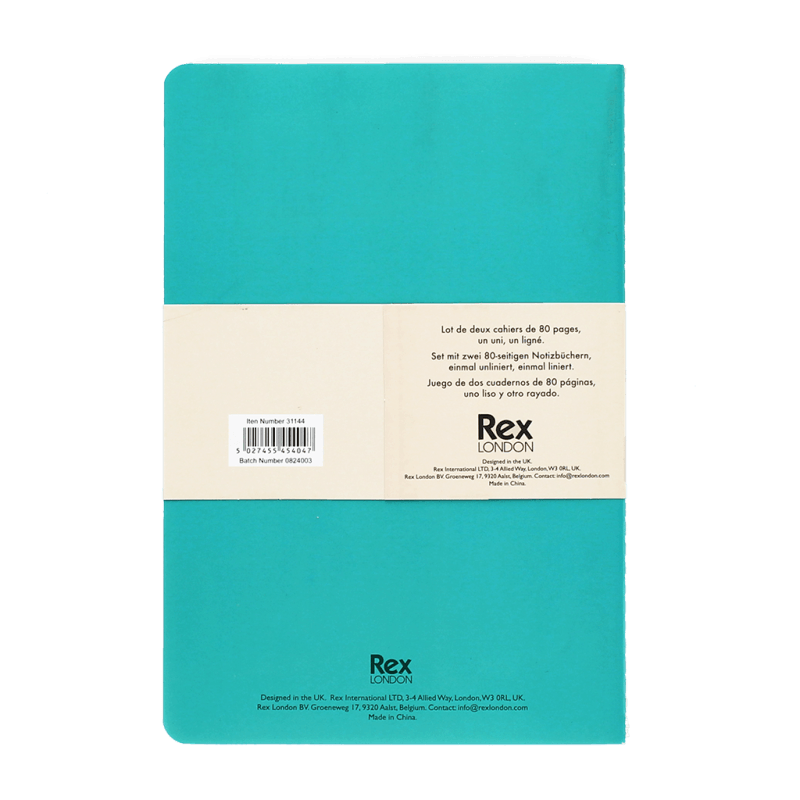Rex London A5 Notebooks (set Of 2) - Green & Aqua