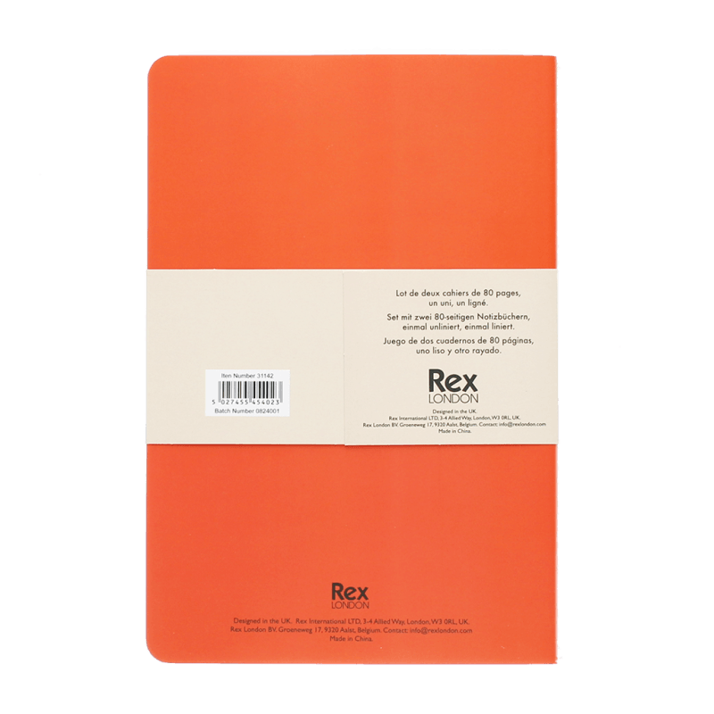 Rex London A5 Notebooks (set Of 2) - Orange & Blue