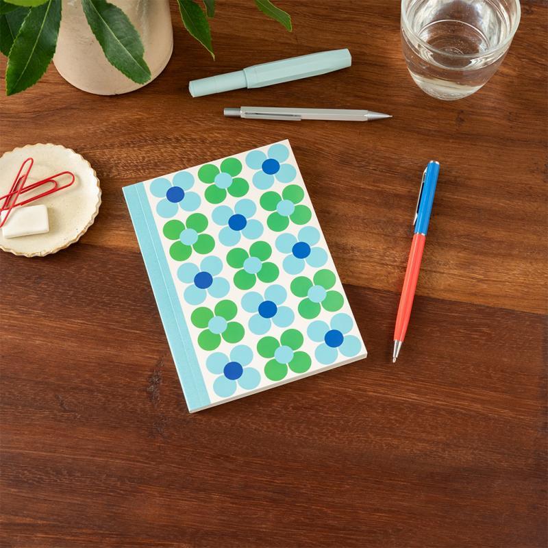 rex london A6 notebook - Blue and green Daisy