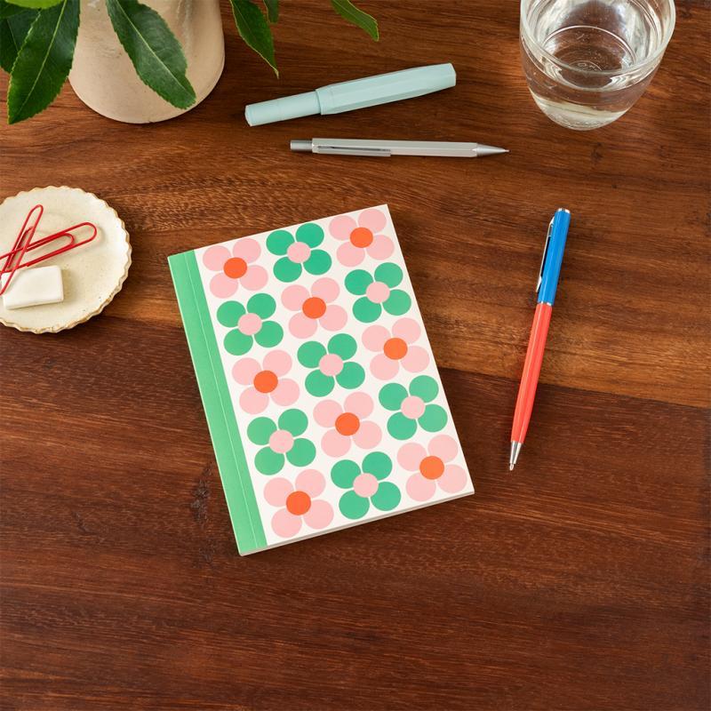 rex london A6 notebook - Pink and green Daisy