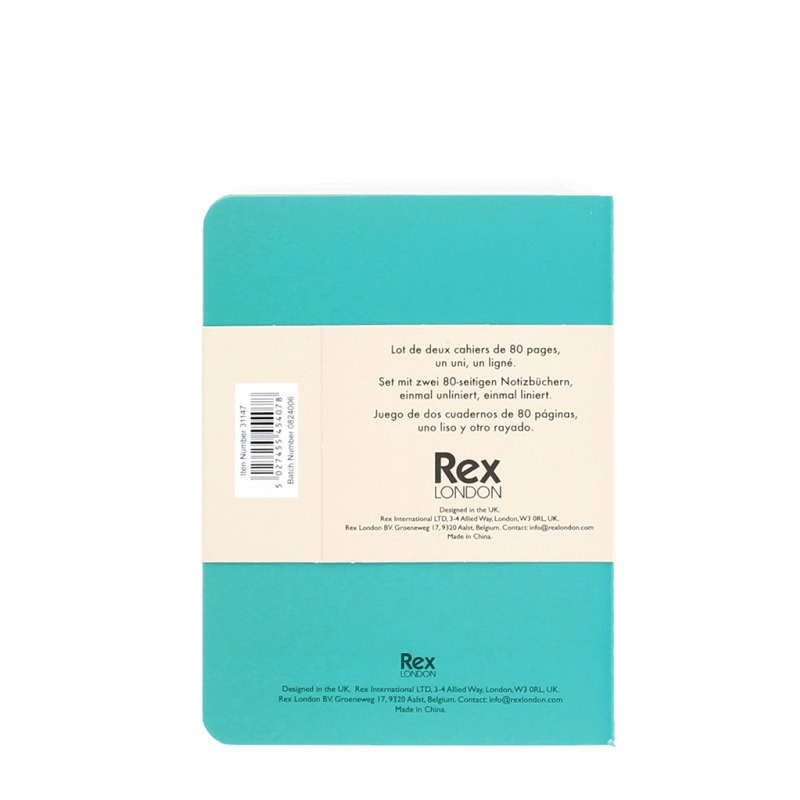 Rex London A6 Notebooks (set Of 2) - Green & Aqua