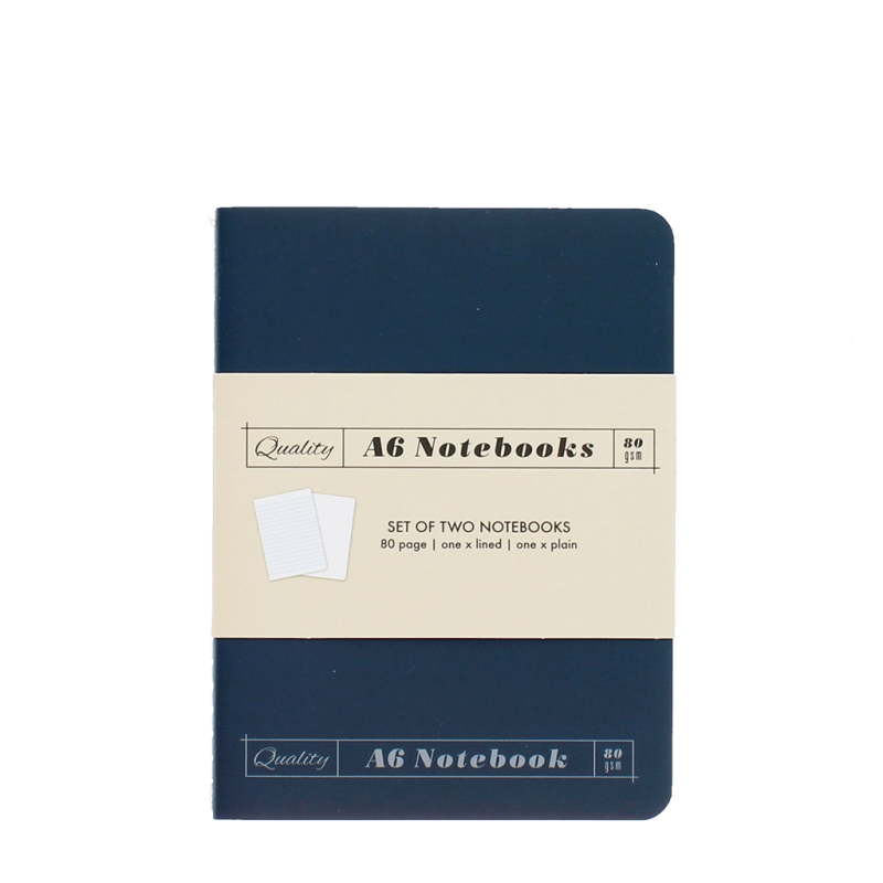 Rex London A6 Notebooks (set Of 2) - Orange & Blue