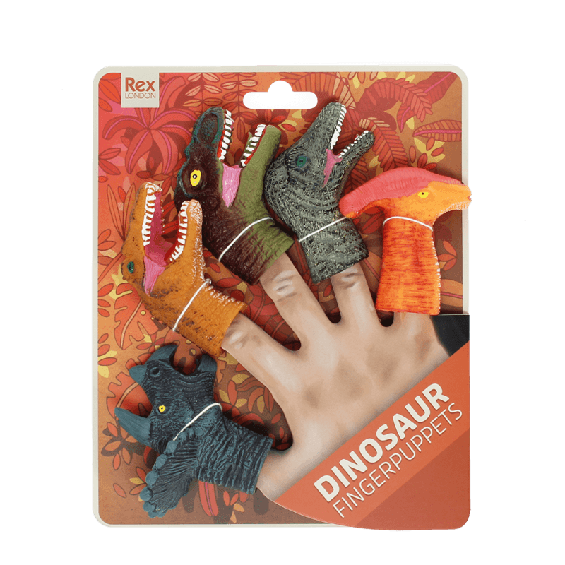 Rex London Animal Finger Puppets (set Of 5) - Dinosaur