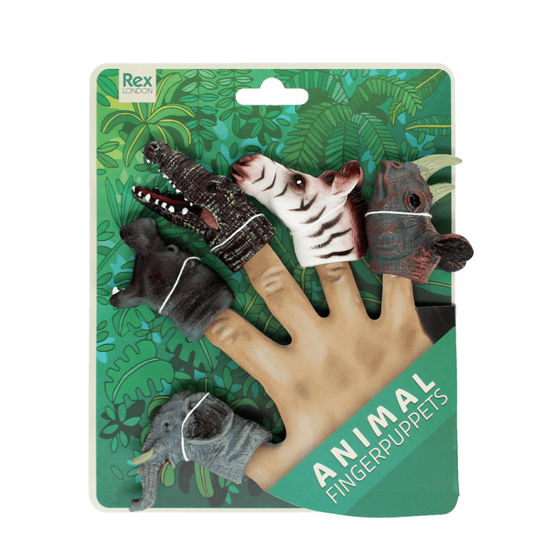 Rex London Animal Finger Puppets (set Of 5) - Safari