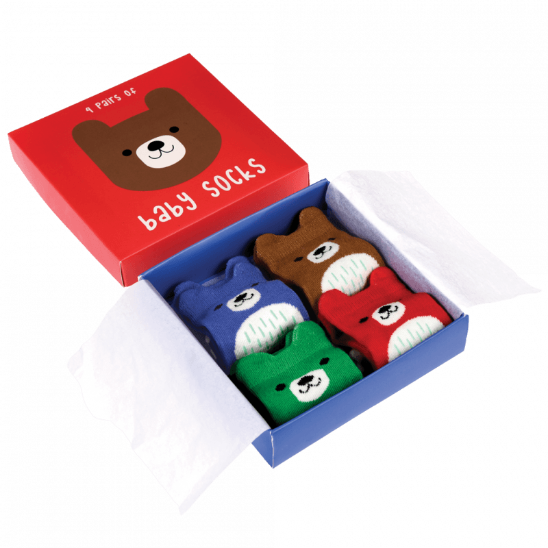Rex London Baby Socks (4 Pairs) - Bear