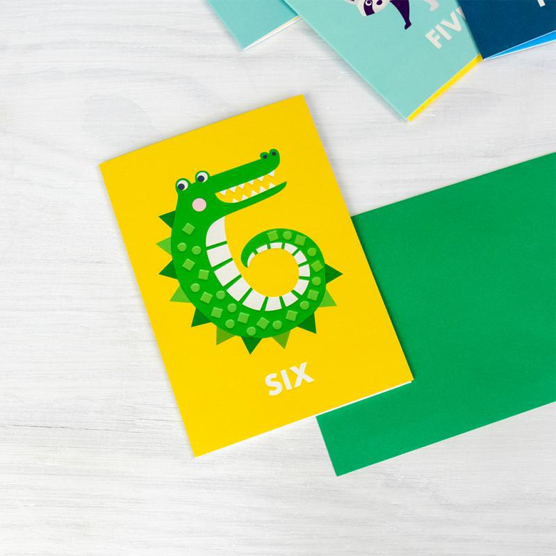 rex london Birthday card - Crocodile SIX