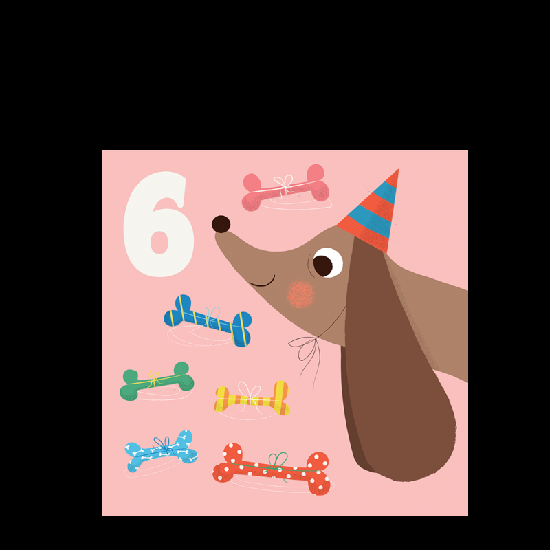 Rex London Birthday Card - Dog And Bones SIX
