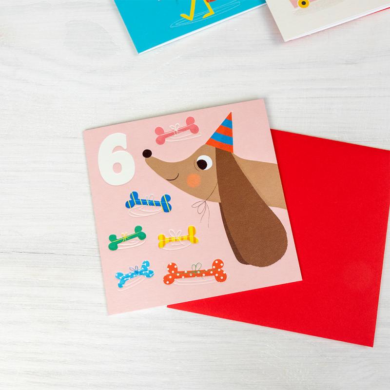 rex london Birthday card - Dog and bones SIX