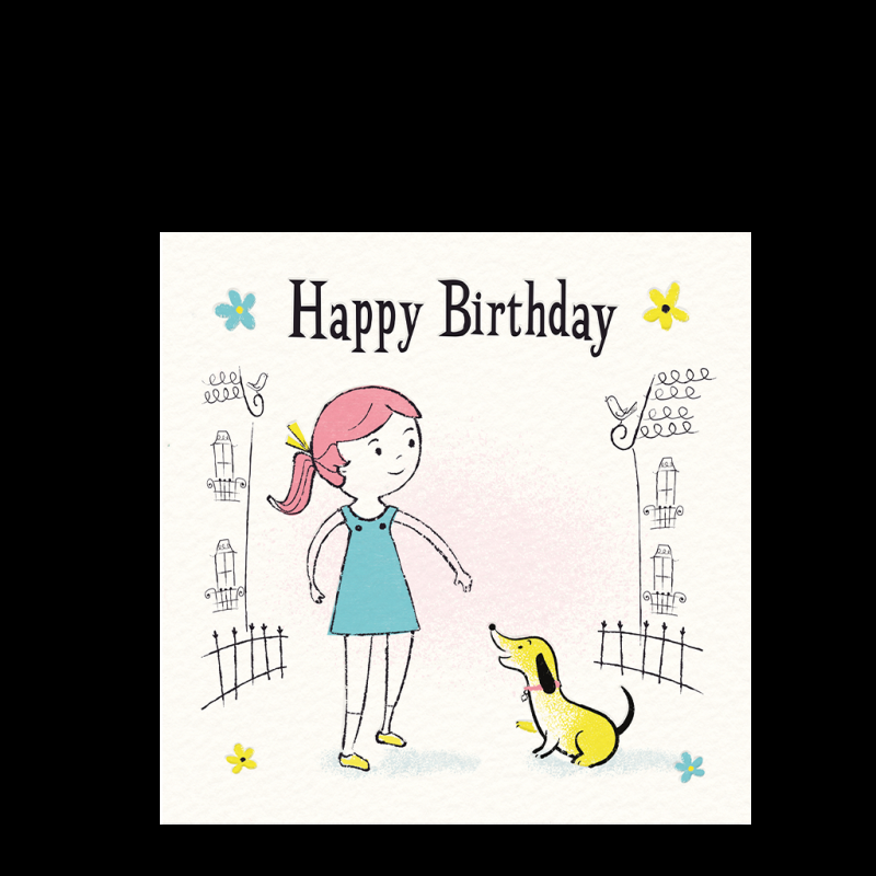 Rex London Birthday Card - Girl With Dog