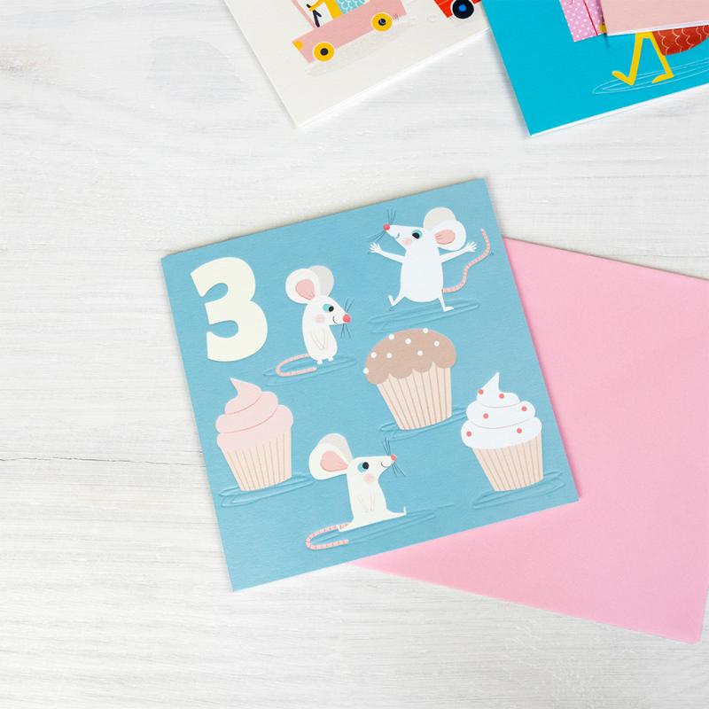rex london Birthday card - Mouse THREE