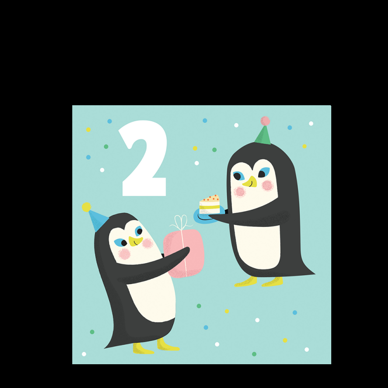 Rex London Birthday Card - Penguin TWO