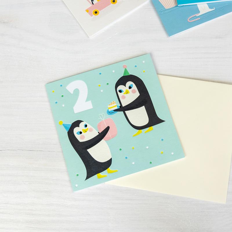 rex london Birthday card - Penguin TWO