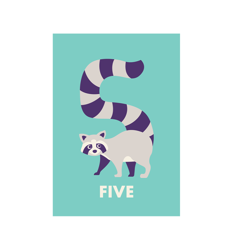 Rex London Birthday Card - Racoon FIVE