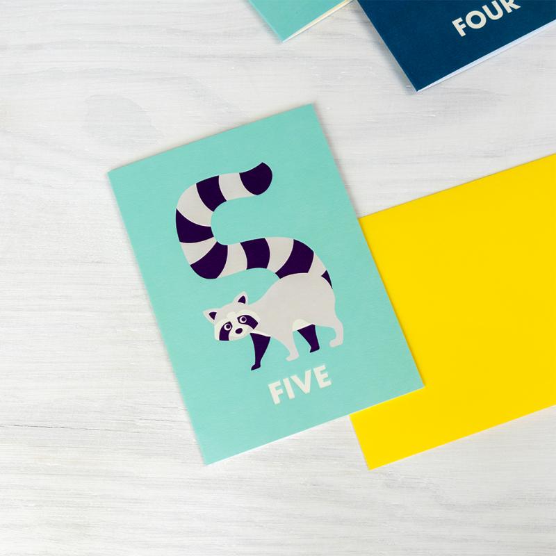 rex london Birthday card - Racoon FIVE