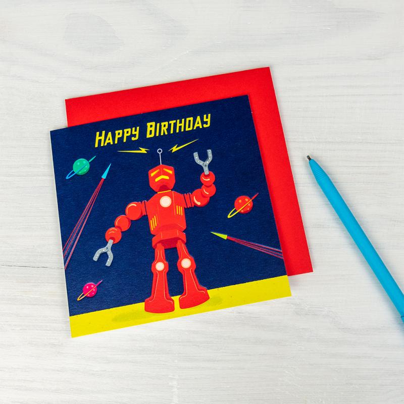 rex london Birthday card - Sci-fi robot