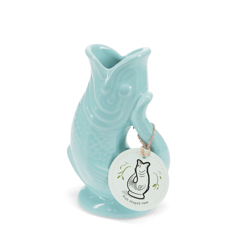 Rex London Ceramic Fish Vase - Aqua Blue