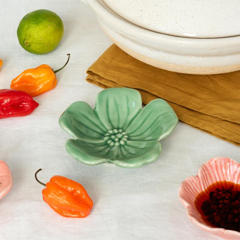 rex london Ceramic flower dish 11cm - Green