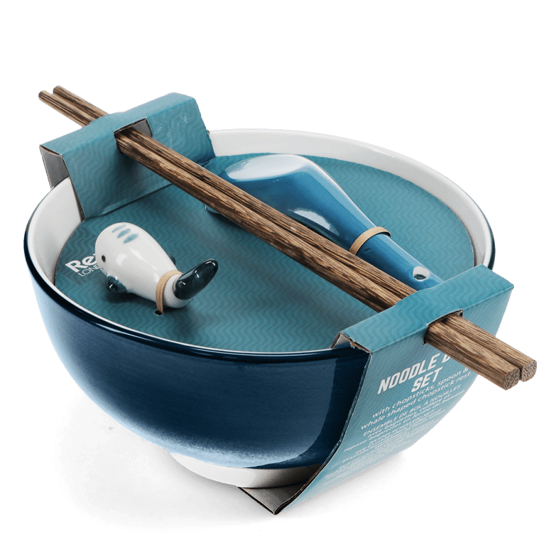 Rex London Ceramic Noodle Bowl Set - Blue Whale
