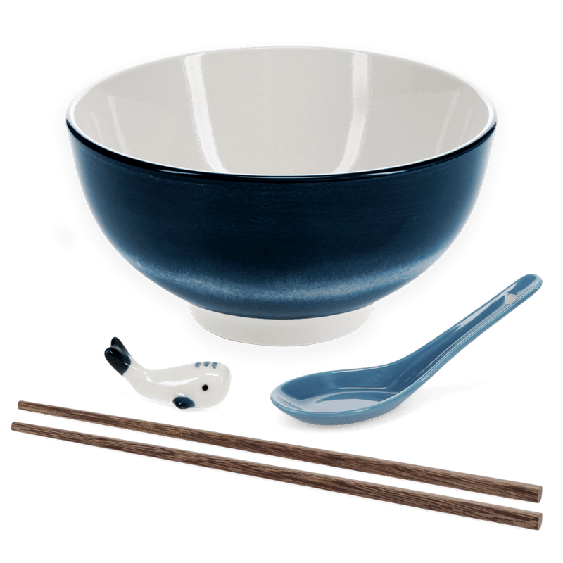 Rex London Ceramic Noodle Bowl Set - Blue Whale