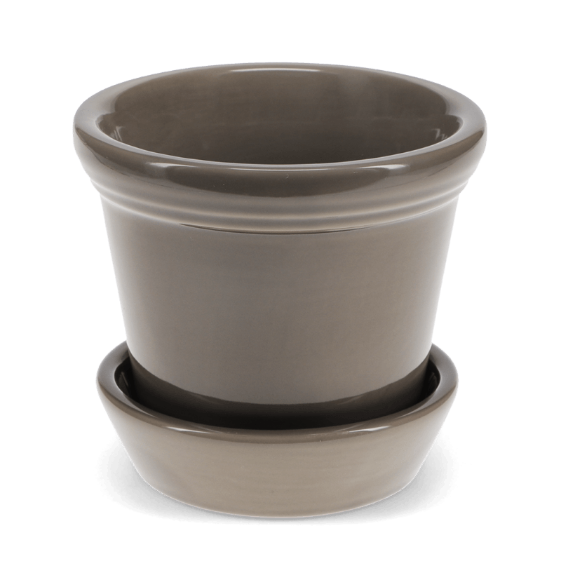 Rex London Ceramic Plant Pot And Saucer - Grey