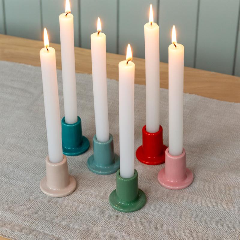 Rex London Ceramic Tube Candle Holder - Taupe