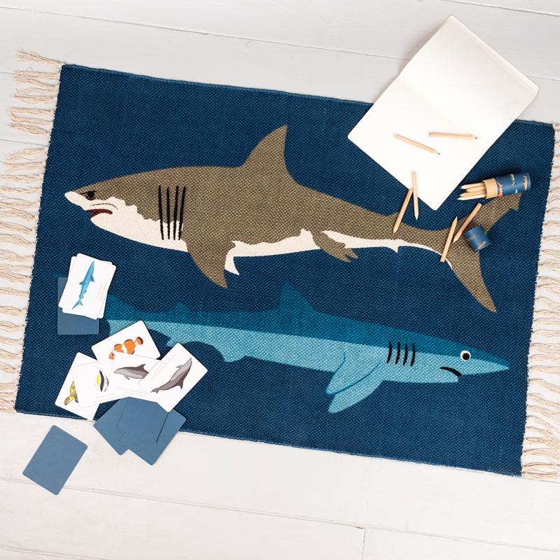 rex london Cotton rug (90 x 60 cm) - Sharks