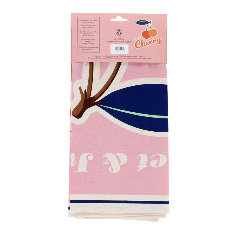 Rex London Cotton Tea Towel - Cherry