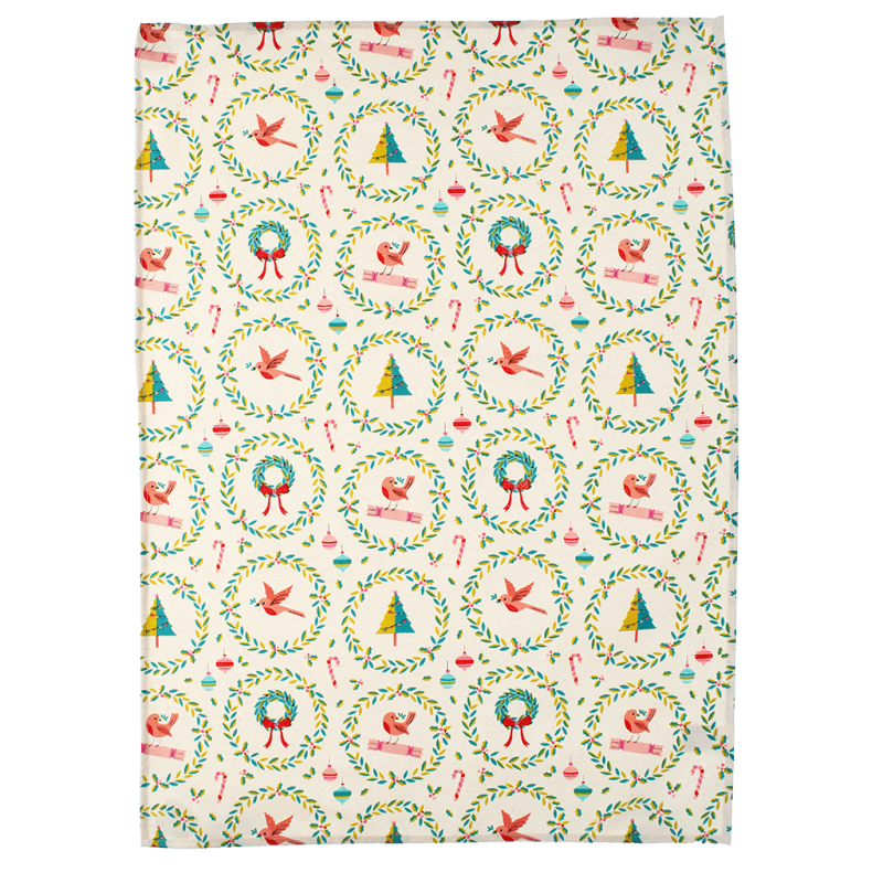 Rex London Cotton Tea Towel - Classic Christmas