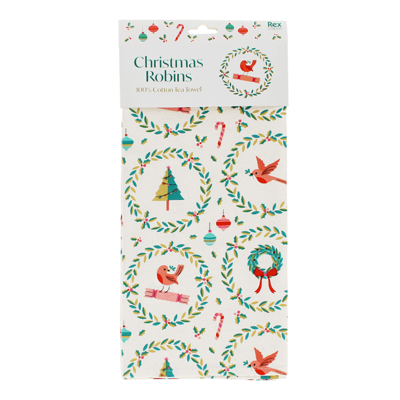 Rex London Cotton Tea Towel - Classic Christmas