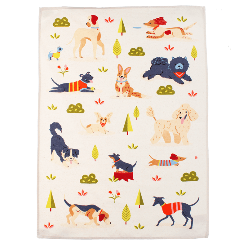 Rex London Cotton Tea Towel - Dog Park
