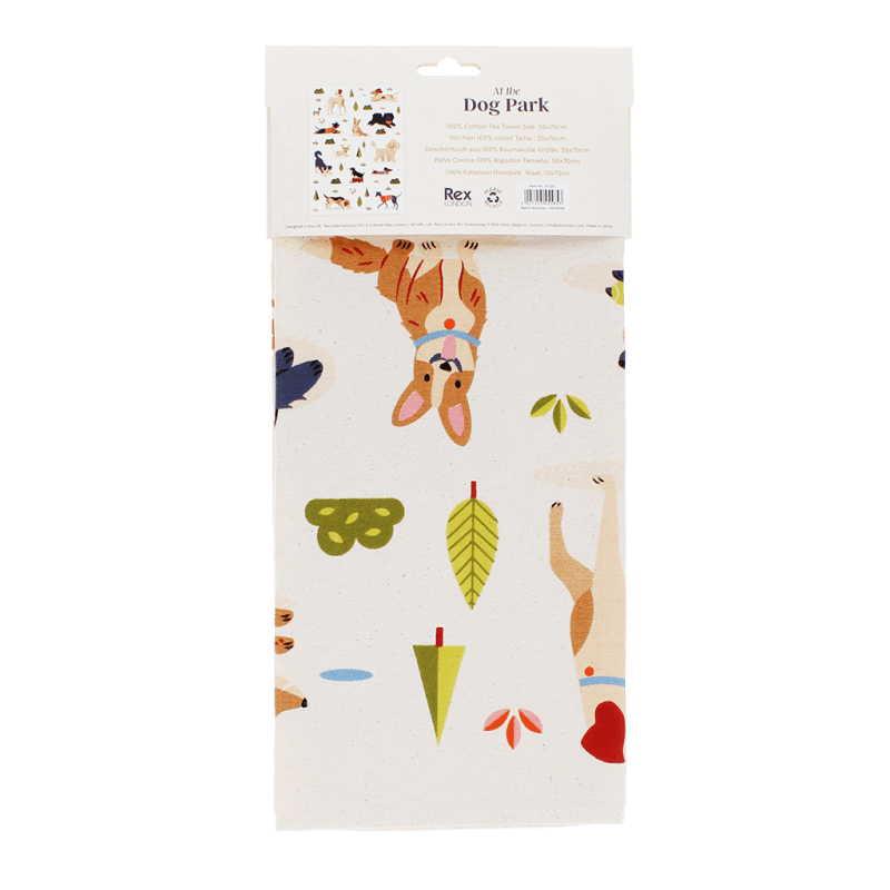 Rex London Cotton Tea Towel - Dog Park