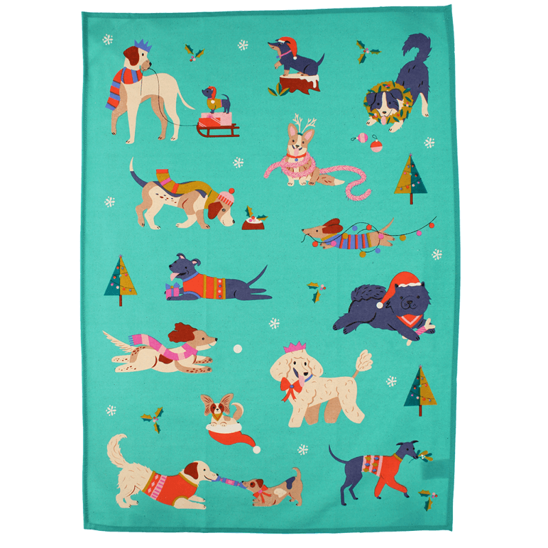 Rex London Cotton Tea Towel - Festive Friends