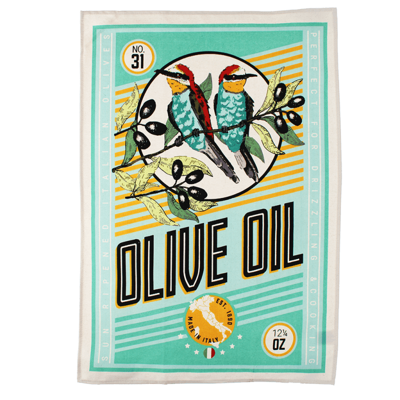 Rex London Cotton Tea Towel - Olive Oil