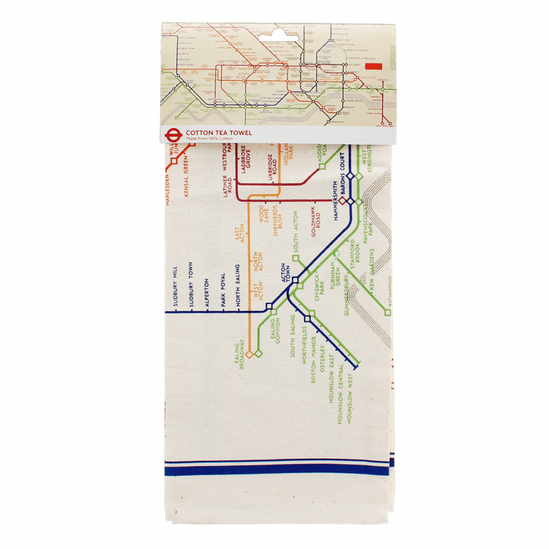Rex London Cotton Tea Towel - TfL Heritage Tube Map
