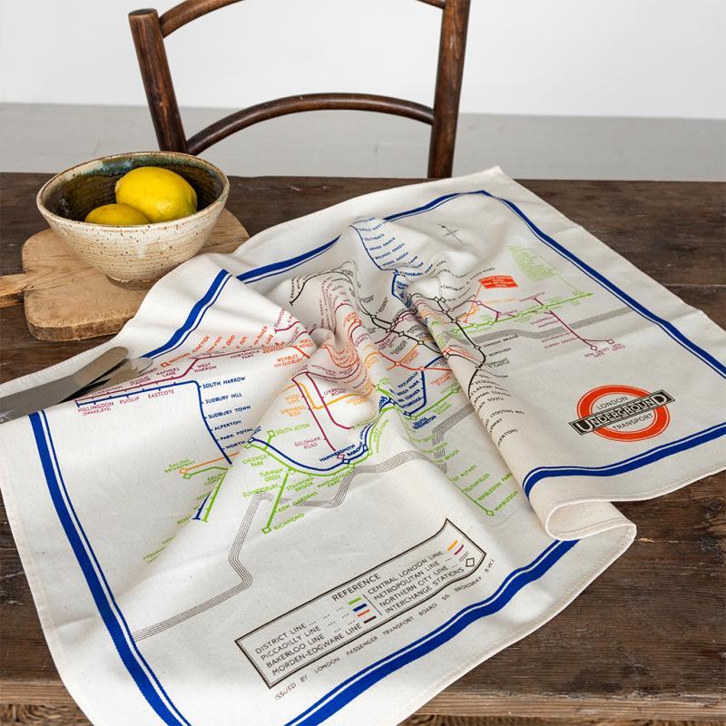 rex london Cotton tea towel - TfL Heritage Tube Map